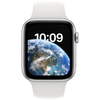 Apple Watch SE2, GPS, 44mm, Silver Aluminium Case, White Sport Band