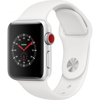 Apple Watch Series 3 GPS + Cellular, 38mm, Silver, Aluminium Case, White Sport Band de firma original