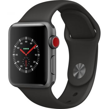 Apple Watch Series 3 GPS + Cellular, 38mm, Space Grey, Aluminium Case, Black Sport Band