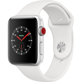 Apple Watch Series 3 GPS + Cellular, 42mm, Silver, Aluminium Case, White Sport Band de firma original