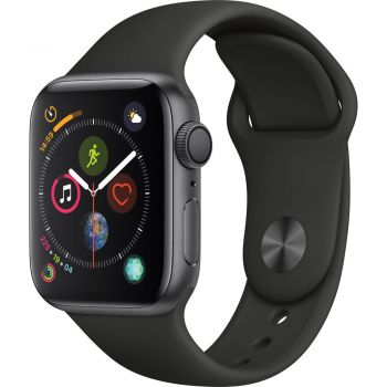 Apple Watch Series 4 GPS, 40mm Space Grey Aluminium Case, Black Sport Band