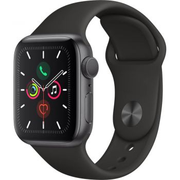 Apple Watch Series 5 GPS, 40mm, Space Grey, Aluminium Case, Black Sport Band de firma original