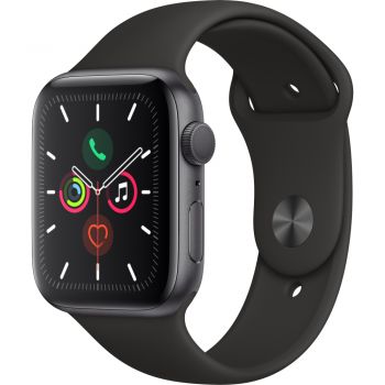 Apple Watch Series 5 GPS, 44mm, Space Grey, Aluminium Case, Black Sport Band de firma original