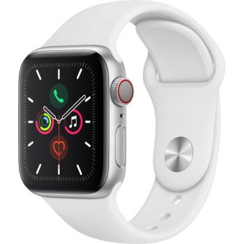 Apple Watch Series 5 GPS + Cellular, 40mm, Silver, Aluminium Case, White Sport Band de firma original