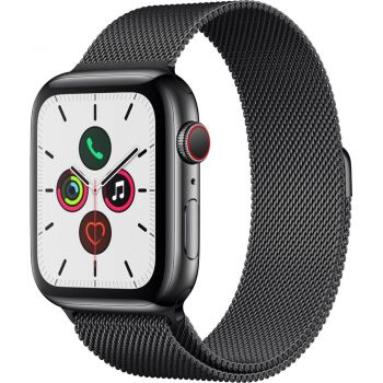 Apple Watch Series 5 GPS + Cellular, 44mm, Space Black, Stainless Steel Case, Space Black Milanese Loop de firma original