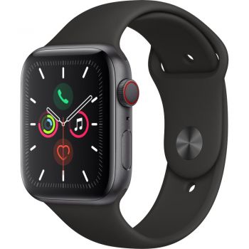 Apple Watch Series 5 GPS + Cellular, 44mm, Space Grey, Aluminium Case, Black Sport Band