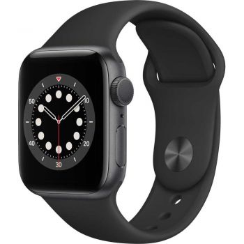 Apple Watch Series 6 GPS, 40mm, Space Gray, Aluminium Case, Black Sport Band de firma original