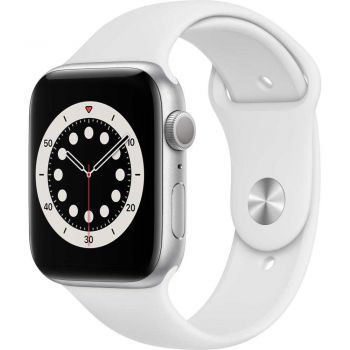 Apple Watch Series 6 GPS, 44mm, Silver, Aluminium Case, White Sport Band de firma original