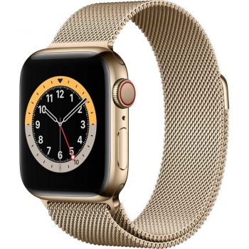 Apple Watch Series 6 GPS + Cellular, 40mm, Gold, Stainless Steel Case, Gold Milanese Loop