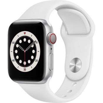 Apple Watch Series 6 GPS + Cellular, 40mm, Silver, Aluminium Case, White Sport Band