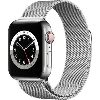 Apple Watch Series 6 GPS + Cellular, 40mm, Silver, Stainless Steel Case, Silver Milanese Loop de firma original