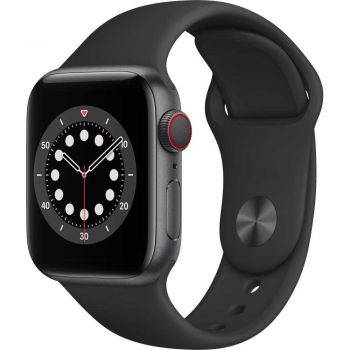 Apple Watch Series 6 GPS + Cellular, 40mm, Space Gray, Aluminium Case, Black Sport Band