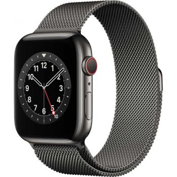 Apple Watch Series 6 GPS + Cellular, 44mm, Graphite, Stainless Steel Case, Graphite Milanese Loop