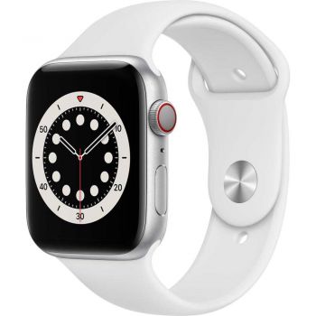 Apple Watch Series 6 GPS + Cellular, 44mm, Silver, Aluminium Case, White Sport Band de firma original