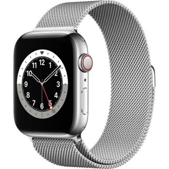 Apple Watch Series 6 GPS + Cellular, 44mm, Silver, Stainless Steel Case, Silver Milanese Loop de firma original