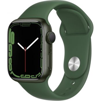 Apple Watch Series 7 GPS, 41mm, Green Aluminium Case, Clover Sport Band de firma original