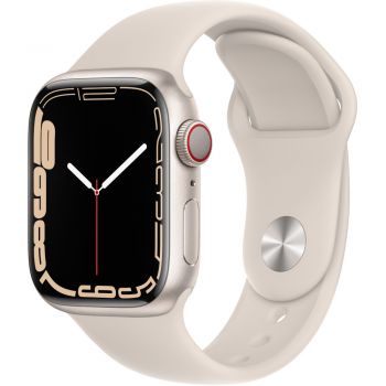 Apple Watch Series 7 GPS + Cellular, 41mm, Starlight Aluminium Case, Starlight Sport Band