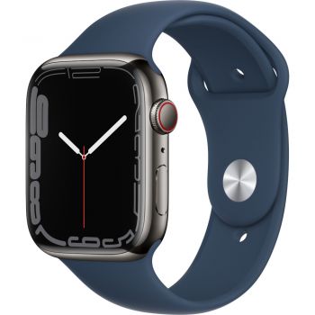 Apple Watch Series 7 GPS + Cellular, 45mm, Graphite Stainless Steel Case, Abyss Blue Sport Band