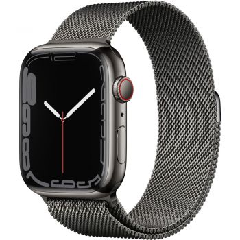 Apple Watch Series 7 GPS + Cellular, 45mm, Graphite Stainless Steel Case, Graphite Milanese Loop