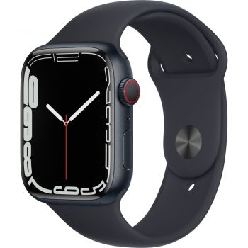 Apple Watch Series 7 GPS + Cellular, 45mm, Midnight Aluminium Case, Midnight Sport Band