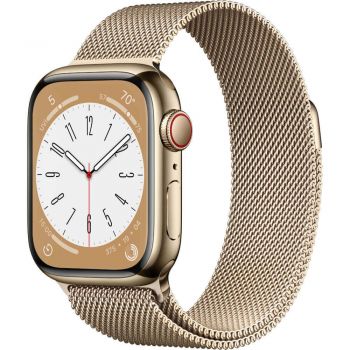 Apple Watch Series 8 GPS + Cellular, 41mm, Gold Stainless Steel Case, Gold Milanese Loop