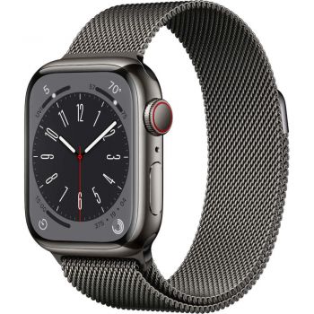 Apple Watch Series 8 GPS + Cellular, 41mm, Graphite Stainless Steel Case, Graphite Milanese Loop