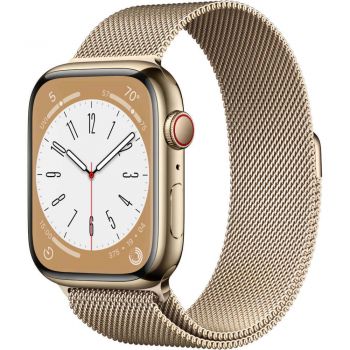 Apple Watch Series 8 GPS + Cellular, 45mm, Gold Stainless Steel Case, Gold Milanese Loop