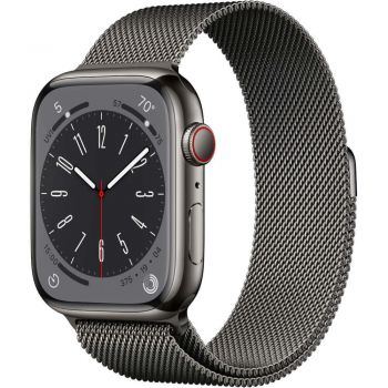 Apple Watch Series 8 GPS + Cellular, 45mm, Graphite Stainless Steel Case, Graphite Milanese Loop