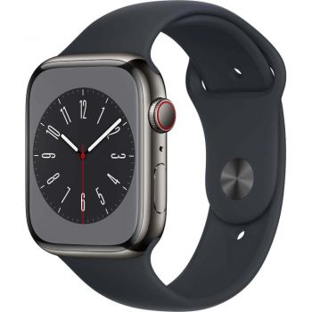 Apple Watch Series 8 GPS + Cellular, 45mm, Graphite Stainless Steel Case, Midnight Sport Band