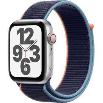 Apple Watch Series SE GPS + Cellular, 44mm, Silver, Aluminium Case, Deep Navy Sport Loop