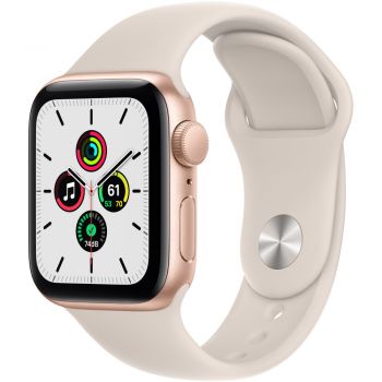 Apple Watch Series SE (v2) GPS, 40mm, Gold Aluminium Case, Starlight Sport Band ieftin