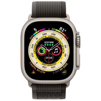 Apple Watch Ultra, GPS, Cellular, 49mm, Titanium Case, Black/Gray Trail Loop, M/L de firma original