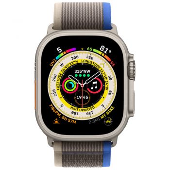 Apple Watch Ultra, GPS, Cellular, 49mm, Titanium Case, Blue/Gray Trail Loop, M/L de firma original