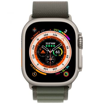 Apple Watch Ultra, GPS, Cellular, 49mm, Titanium Case, Green Alpine Loop, Large de firma original