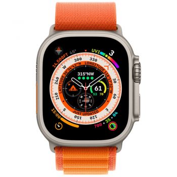 Apple Watch Ultra, GPS, Cellular, 49mm, Titanium Case, Orange Alpine Loop, Medium