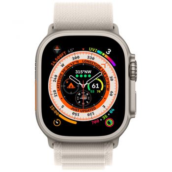Apple Watch Ultra, GPS, Cellular, 49mm, Titanium Case, Starlight Alpine Loop, Medium