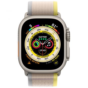 Apple Watch Ultra, GPS, Cellular, 49mm, Titanium Case, Yellow/Beige Trail Loop, M/L