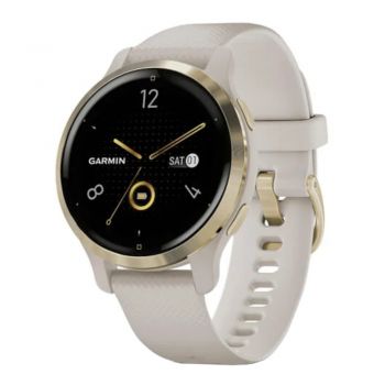 Smartwatch Garmin Venu 2S, 40 mm, GPS, Wi-Fi, carcasa Light Gold, curea Light sand