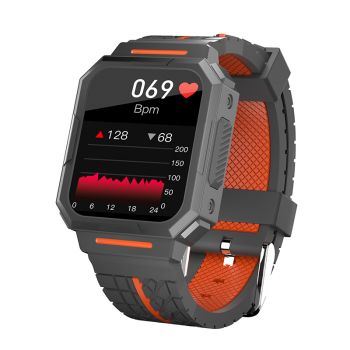 Smartwatch iSEN Watch C1, Bluetooth, IP67, Negru/Portocaliu