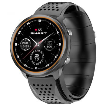 Smartwatch iSEN Watch P30, IP67, Tensiometru cu manseta gonflabila, Temperatura, Oxigen, Negru/Portocaliu