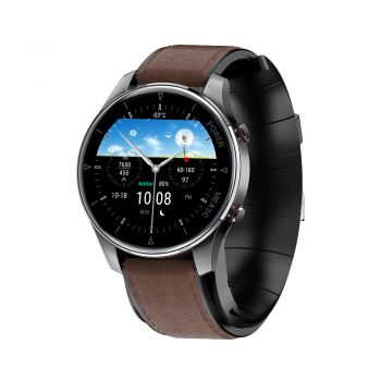 Smartwatch iSEN Watch P50, Negru/Maro inchis ieftin