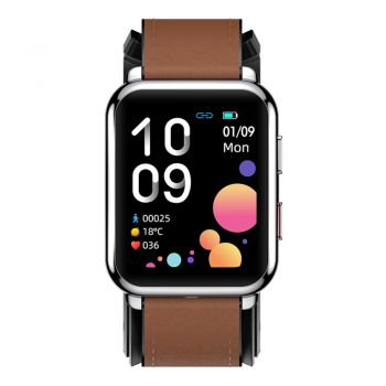 Smartwatch iSEN Watch P80, 39mm, Argintiu/Maro ieftin