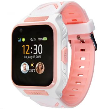 Smartwatch pentru copii MyKi 4 LTE, Protectie la apa IP67, GPS, Wi-Fi, Alb/Roz de firma original