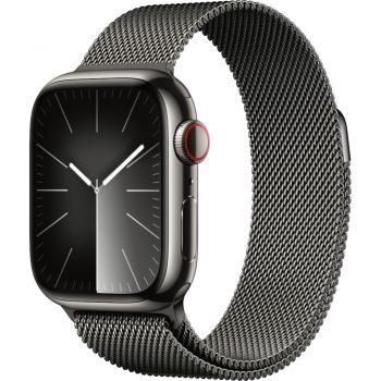 Apple Watch S9, Cellular, 41mm, Graphite Stainless Steel Case, Graphite Milanese Loop