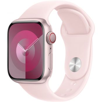 Apple Watch S9, Cellular, 41mm, Pink Aluminium Case, Pink Sport Band, M/L