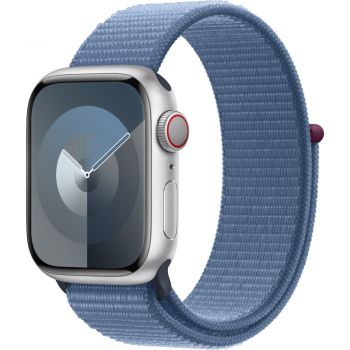Apple Watch S9, Cellular, 41mm, Silver Aluminium Case, Winter Blue Sport Loop
