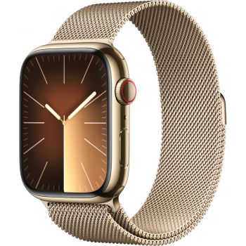 Apple Watch S9, Cellular, 45mm, Gold Stainless Steel Case, Gold Milanese Loop