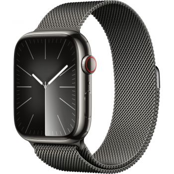 Apple Watch S9, Cellular, 45mm, Graphite Stainless Steel Case, Graphite Milanese Loop