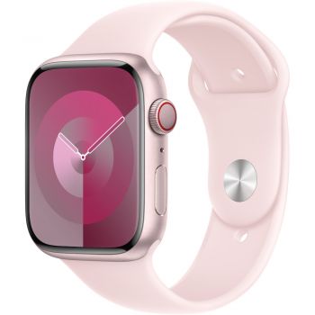 Apple Watch S9, Cellular, 45mm, Pink Aluminium Case, Pink Sport Band, M/L