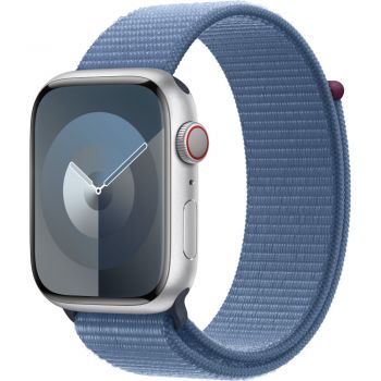 Apple Watch S9, Cellular, 45mm, Silver Aluminium Case, Winter Blue Sport Loop